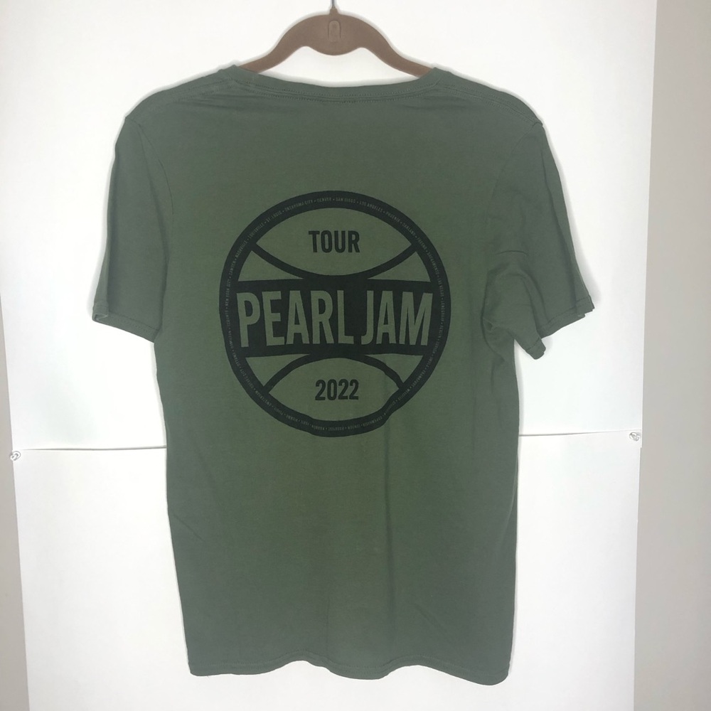 Pearl Jam Short Sleeve T-shirt Army Green S Double Graphic Band Tee 2022 - Picture 9 of 9